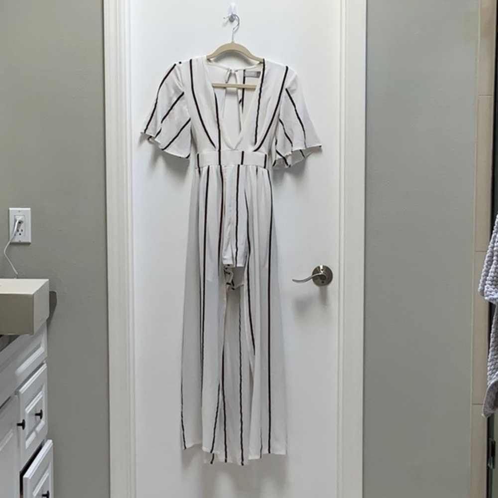 Short Sleeve Striped Romper Maxi Dress